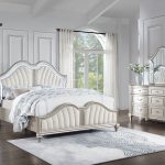 Coaster Fine Furniture Evangeline Bedroom Set – Glam Silver Oak Finish, Double Arch Tufted Headboard, USB Nightstand & Felt-Lined Drawers - Prioka