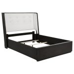 Coaster Fine Furniture Leandro Burnished Black Bedroom Set with Cream Upholstered Wingback Bed - Image 2