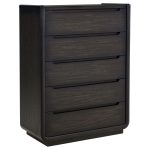 Coaster Fine Furniture Leandro Burnished Black Bedroom Set with Cream Upholstered Wingback Bed - Image 5