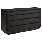Coaster Fine Furniture Leandro Burnished Black Bedroom Set with Cream Upholstered Wingback Bed - Image 4