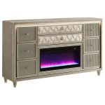 Coaster Fine Furniture Lorient Velvet Bedroom Set with LED Lighting and USB Charging - Image 8