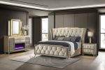 Coaster Fine Furniture Lorient Velvet Bedroom Set with LED Lighting and USB Charging - Prioka