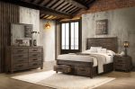 Coaster Fine Furniture Woodmont Bedroom Set – Rustic Golden Brown Wire-Brushed Hardwood with Storage Drawers & Bar Handles - Prioka