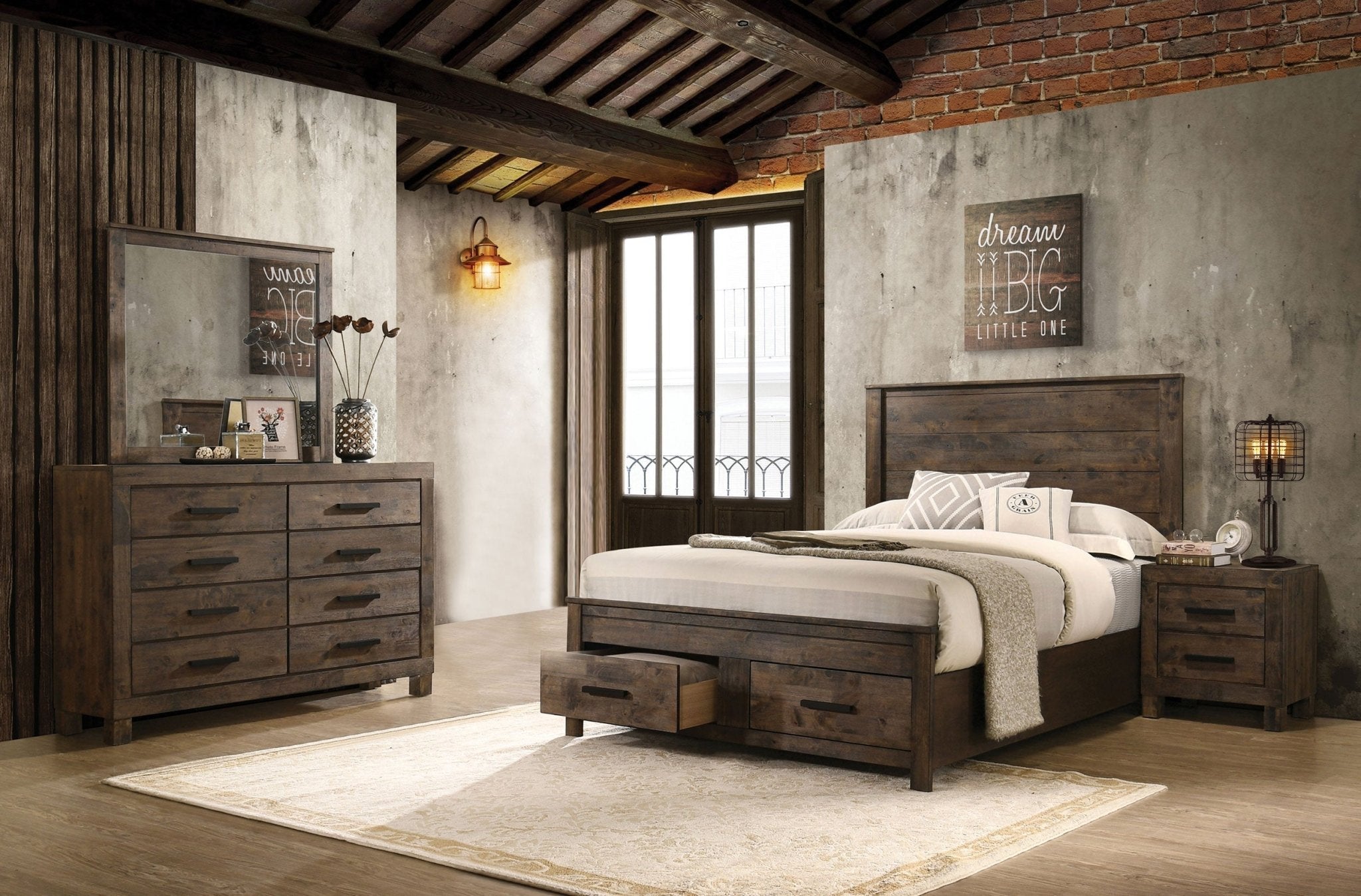 coaster-fine-furniture-woodmont-bedroom-set-rustic-golden-brown-wire-brushed-hardwood-with-storage-drawers-bar-handles-6306078 Coaster Fine Furniture Woodmont Bedroom Set – Rustic Golden Brown Wire-Brushed Hardwood with Storage Drawers & Bar Handles - Prioka