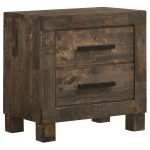 Coaster Fine Furniture Woodmont Bedroom Set – Rustic Golden Brown Wire-Brushed Hardwood with Storage Drawers & Bar Handles - Image 2
