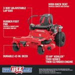 CRAFTSMAN Z5200 | 42 in Gas Zero-Turn Riding Lawn Mower | 20HP Kohler 7000 Twin-Cylinder Engine | High Back Seat (17RRFACS093) - Image 2