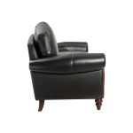 Dietmar Genuine Leather Sofa – Black Curved Leather Nailhead Sofa - Image 3