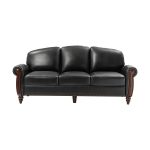 Dietmar Genuine Leather Sofa – Black Curved Leather Nailhead Sofa - Image 5