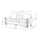 Dietmar Genuine Leather Sofa – Black Curved Leather Nailhead Sofa - Image 2
