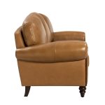Dietmar Genuine Leather Sofa – Camel Curved Leather Nailhead Sofa - Image 2