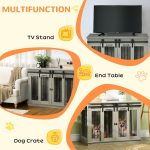 Dog Crate, Dog Cage End Table with Divider Panel, Dog Crate Furniture for Large Dog and 2 Small Dogs, Gray - Image 4