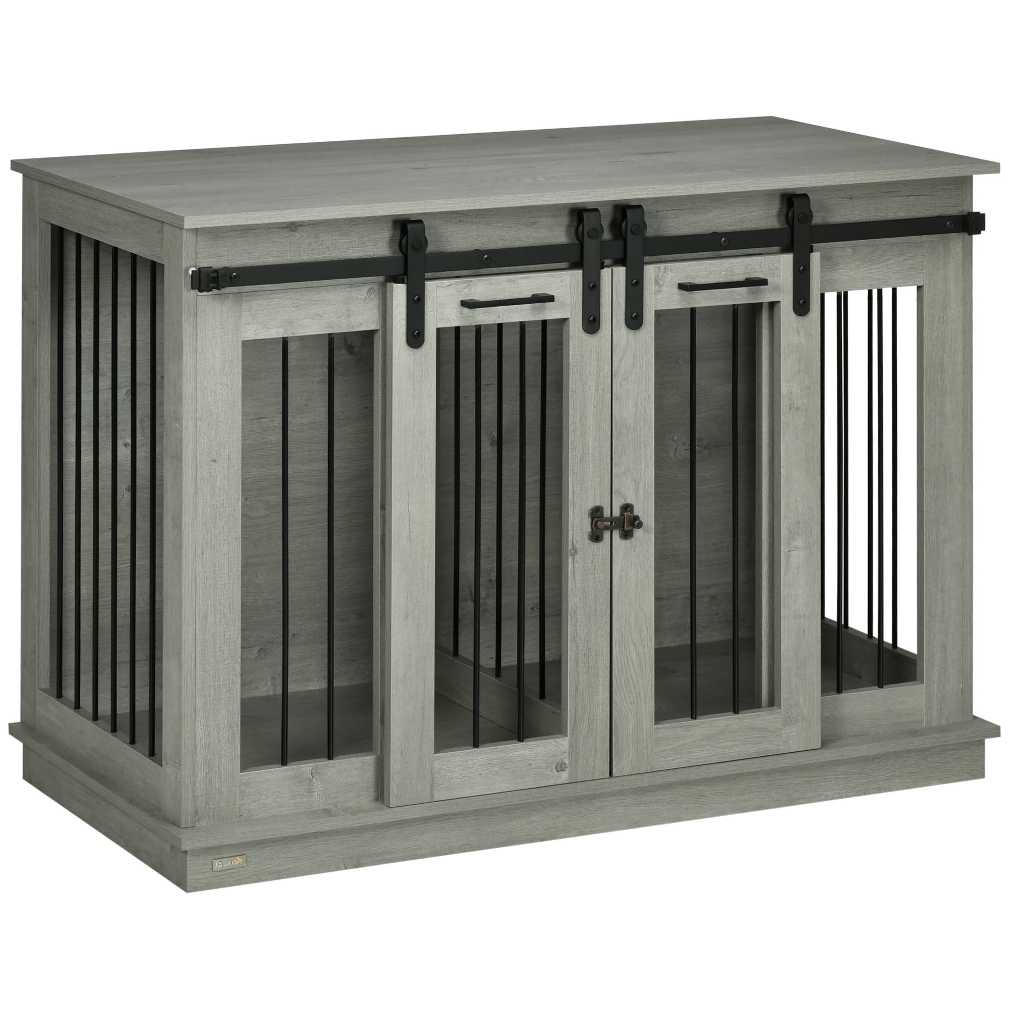 dog-crate-dog-cage-end-table-with-divider-panel-dog-crate-furniture-for-large-dog-and-2-small-dogs-gray-5286006 Dog Crate, Dog Cage End Table with Divider Panel, Dog Crate Furniture for Large Dog and 2 Small Dogs, Gray - Image 1