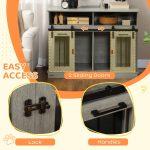 Dog Crate Furniture for Large Dogs, Double Dog Kennel for Small Dogs with Shelves, Sliding Doors, 47" x 23.5" x 35", Gray - Image 6