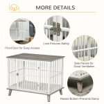 Dog Crate, Furniture Style Pet Cage Kennel, Decorative Dog House, with Soft Cushion, Wooden Top, for Small & Medium Dogs, Indoor Use, Grey - Image 5