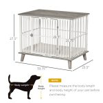 Dog Crate, Furniture Style Pet Cage Kennel, Decorative Dog House, with Soft Cushion, Wooden Top, for Small & Medium Dogs, Indoor Use, Grey - Image 3