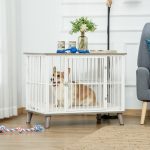 Dog Crate, Furniture Style Pet Cage Kennel, Decorative Dog House, with Soft Cushion, Wooden Top, for Small & Medium Dogs, Indoor Use, Grey - Image 2