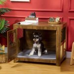 Dog Crate Furniture with Cushion, Dog Kennel End Table with Double Doors, Latch, Indoor Use, for Small and Medium-Sized Dogs, Walnut - Image 4