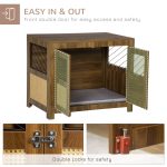 Dog Crate Furniture with Cushion, Dog Kennel End Table with Double Doors, Latch, Indoor Use, for Small and Medium-Sized Dogs, Walnut - Image 2