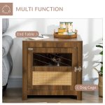 Dog Crate Furniture with Cushion, Wooden Dog Kennel End Table with Lockable Door, for Miniature Dogs, Indoor, Walnut - Image 4
