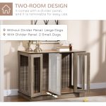 Dog Crate Furniture with Divider Panel, Dog Kennel End Table for Large Dogs, Decorative Pet House with Two Rooms Design, for 2 Small Dogs - Image 5