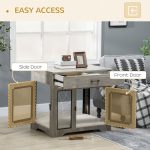 Dog Crate Furniture with Soft Water-Resistant Cushion, Dog Crate End Table with Drawer, Puppy Crate for Small Dogs Indoor with 2 Doors, Grey - Image 5