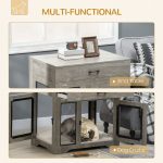 Dog Crate Furniture with Soft Water-Resistant Cushion, Dog Crate End Table with Drawer, Puppy Crate for Small Dogs Indoor with 2 Doors, Grey - Image 4