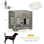 Dog Crate Furniture with Soft Water-Resistant Cushion, Dog Crate End Table with Drawer, Puppy Crate for Small Dogs Indoor with 2 Doors, Grey - Image 3