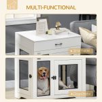 Dog Crate Furniture with Soft Water-Resistant Cushion, Dog Crate End Table with Drawer, Puppy Crate for Small Dogs Indoor with 2 Doors, White - Image 4