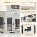 Dog Crate Furniture with Soft Water-Resistant Cushion, Dog Crate End Table with Drawer, Puppy Crate for Small Dogs Indoor with 2 Doors, White - Image 6
