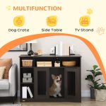 Dog Crate Furniture with Storage Space, Dog Kennel with Lockable Door, Pet Cage for Large Medium Dogs, 47" x 23.5" x 35", Brown - Image 4