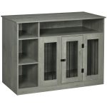 Dog Crate Furniture with Storage Space, Dog Kennel with Lockable Door, Pet Cage for Large Medium Dogs, 47" x 23.5" x 35", Gray