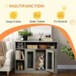 Dog Crate Furniture with Storage Space, Dog Kennel with Lockable Door, Pet Cage for Large Medium Dogs, 47" x 23.5" x 35", Gray - Image 4