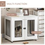 Dog Crate Furniture with Water-resistant Cushion, Dog Crate End Table with Double Doors, Indoor Pet Crate for Small Medium Dogs, White - Image 5