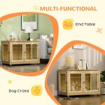 Dog Crate Side End Table Indoor with Soft Cushion, Double Doors, for Medium Large Dogs - Image 5