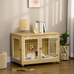 Dog Crate Side End Table Indoor with Soft Cushion, Double Doors, for Medium Large Dogs - Image 2
