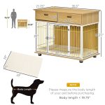 Dog Crate with Drawers, Soft Cushion, Lockable Door, for Small and Medium Dogs, Oak - Image 3