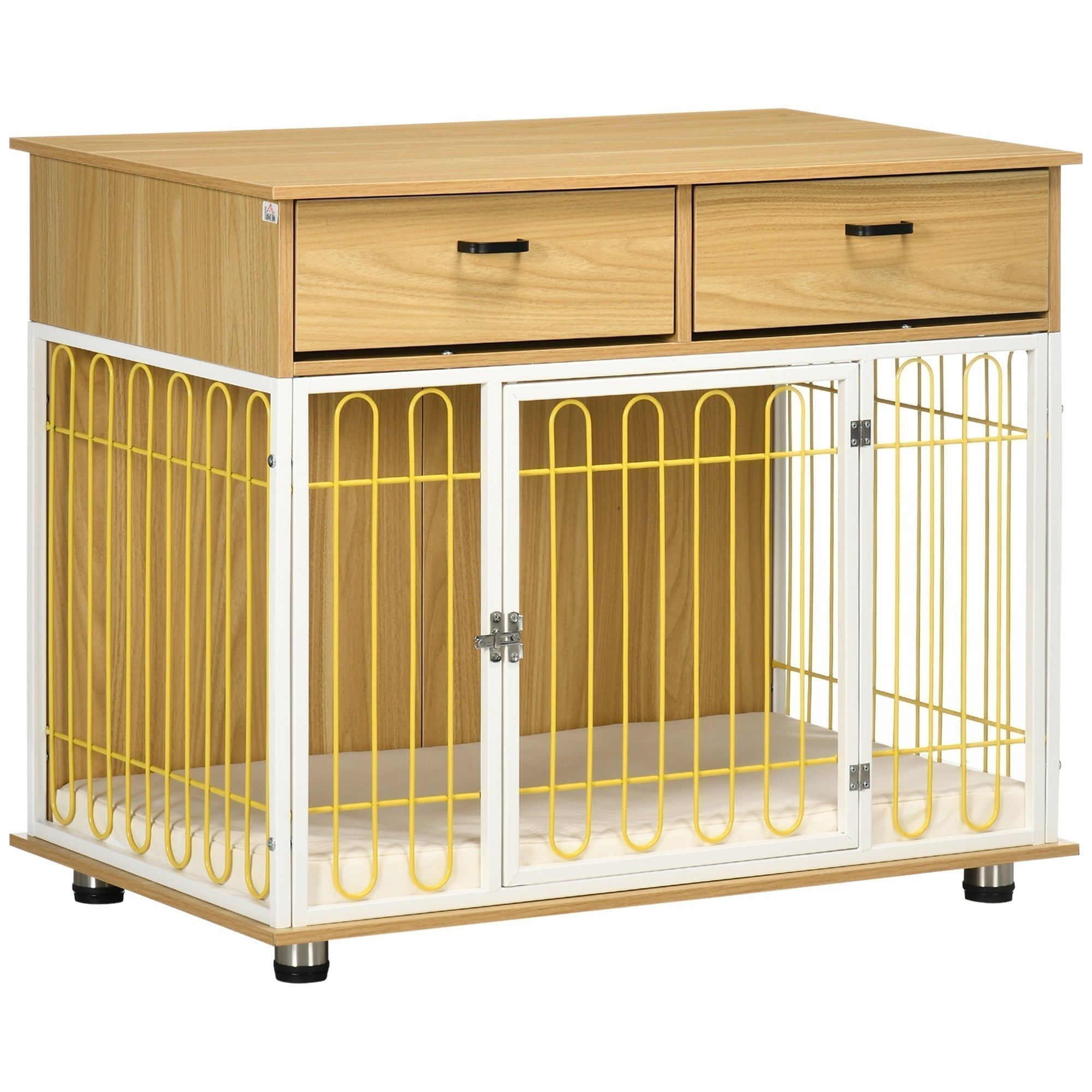 dog-crate-with-drawers-soft-cushion-lockable-door-for-small-and-medium-dogs-oak-8684090 Dog Crate with Drawers, Soft Cushion, Lockable Door, for Small and Medium Dogs, Oak - Image 1