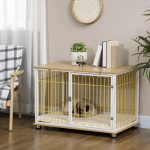 Dog Crate with Soft Washable Cushion, Lockable Front Door, for Small Medium Dogs, Oak - Image 2