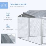Dog Kennel Heavy Duty Playpen with Galvanized Steel Secure Lock Mesh Sidewalls and Waterproof Cover for Backyard & Patio, 13' x 7.5' x 7.5' - Image 5