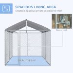 Dog Kennel Heavy Duty Playpen with Galvanized Steel Secure Lock Mesh Sidewalls and Waterproof Cover for Backyard & Patio, 13' x 7.5' x 7.5' - Image 4