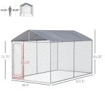 Dog Kennel Heavy Duty Playpen with Galvanized Steel Secure Lock Mesh Sidewalls and Waterproof Cover for Backyard & Patio, 13' x 7.5' x 7.5' - Image 3