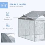 Dog Kennel Outdoor Heavy Duty Playpen with Galvanized Steel Secure Lock Mesh Sidewalls and Waterproof Cover for Backyard & Patio - Image 5