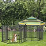 Dog Playpen with Door & Removable Cover for Small & Most Medium Sized Dogs Indoor & Outdoor Use, 47" H - Image 2