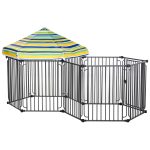 Dog Playpen with Door & Removable Cover for Small & Most Medium Sized Dogs Indoor & Outdoor Use, 47" H