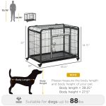 Folding Design Heavy Duty Metal Dog Cage Crate & Kennel with Removable Tray and Cover, & 4 Locking Wheels, Indoor/Outdoor 49" - Image 3