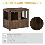 Furniture Style Dog Crate, Wooden & Wire End Table, Small & Medium Pet Crate with Magnetic Double Door Indoor Decorative Dog Kennel Cage, Brown - Image 6