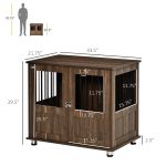 Furniture Style Dog Crate, Wooden & Wire End Table, Small & Medium Pet Crate with Magnetic Double Door Indoor Decorative Dog Kennel Cage, Brown - Image 3