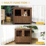 Furniture Style Dog Crate, Wooden & Wire End Table, Small & Medium Pet Crate with Magnetic Double Door Indoor Decorative Dog Kennel Cage, Brown - Image 4