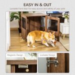 Furniture Style Dog Crate, Wooden & Wire End Table, Small Pet Crate with Magnetic Door Indoor Decorative Dog Kennel Cage, Brown - Image 5