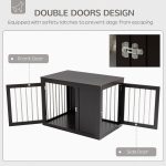 Furniture Style Indoor Dog Crate, End Table Pet Cage Kennel with Double Doors, and Locks, for Medium Dogs, Coffee - Image 5